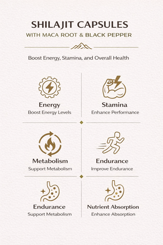 Shilajit Capsules with Maca Root & Black Pepper