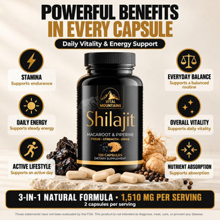 Shilajit Capsules with Maca Root & Black Pepper