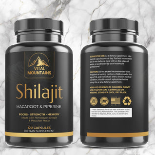 Shilajit ,Maca Root 120 Capsules with Black Pepper Natural Energy, Performance & Mood