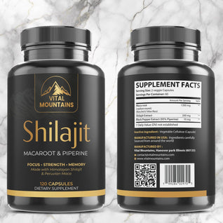 Shilajit ,Maca Root 120 Capsules with Black Pepper Natural Energy, Performance & Mood